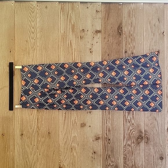 NWT Zara Navy Blue Geometric Printed Wide Leg Pants Size Small - Picture 4 of 5